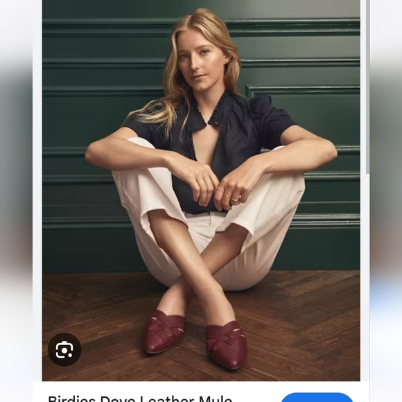 Like New Birdies The Dove in Rhubarb (Dark Red) Crossed Leather Slides / Mules - Picture 8 of 14